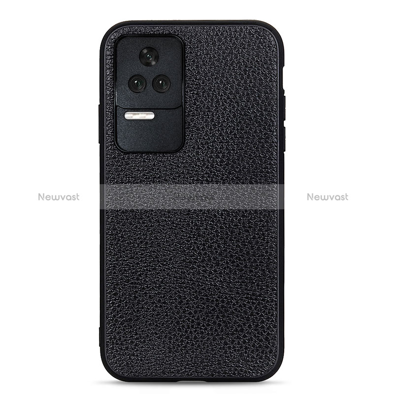 Soft Luxury Leather Snap On Case Cover B02H for Xiaomi Redmi K50 5G Black