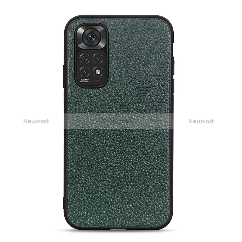 Soft Luxury Leather Snap On Case Cover B02H for Xiaomi Redmi Note 11 4G (2022) Green