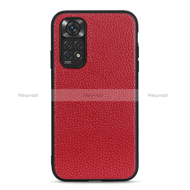 Soft Luxury Leather Snap On Case Cover B02H for Xiaomi Redmi Note 11 4G (2022) Red