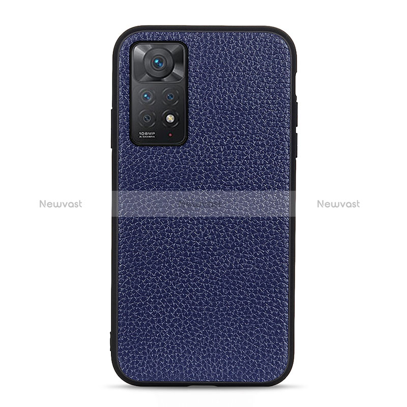 Soft Luxury Leather Snap On Case Cover B02H for Xiaomi Redmi Note 11 Pro 5G Blue