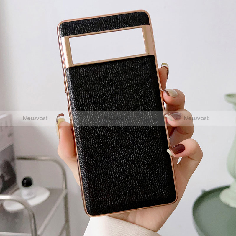 Soft Luxury Leather Snap On Case Cover B03H for Google Pixel 6 5G Black