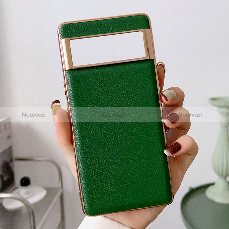 Soft Luxury Leather Snap On Case Cover B03H for Google Pixel 6 Pro 5G Green