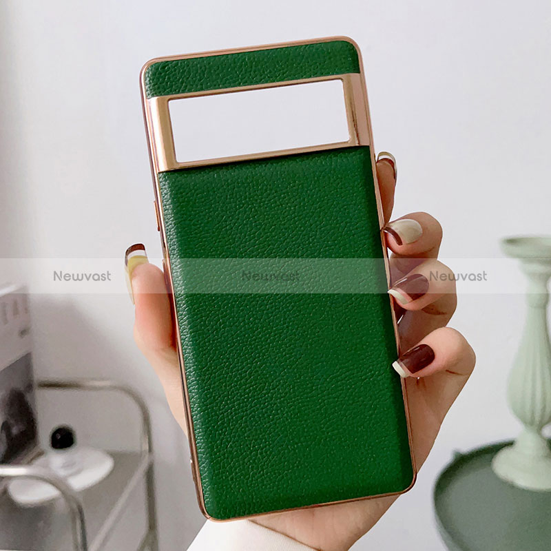 Soft Luxury Leather Snap On Case Cover B03H for Google Pixel 7 Pro 5G Green