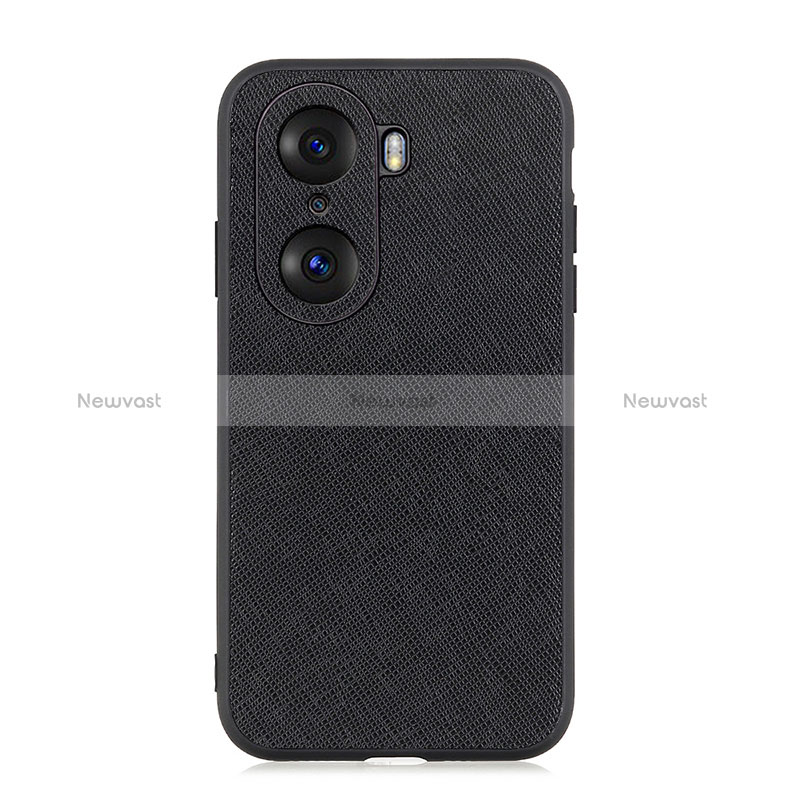 Soft Luxury Leather Snap On Case Cover B03H for Huawei Honor 60 Pro 5G Black