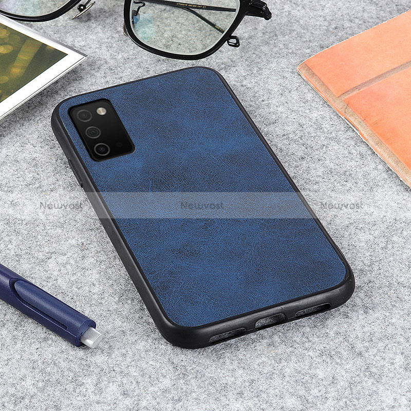Soft Luxury Leather Snap On Case Cover B03H for Samsung Galaxy F02S SM-E025F Blue