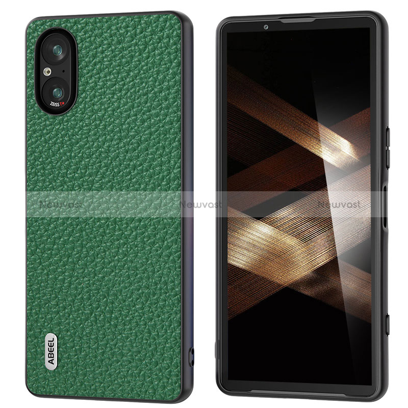 Soft Luxury Leather Snap On Case Cover B03H for Sony Xperia 5 V Green