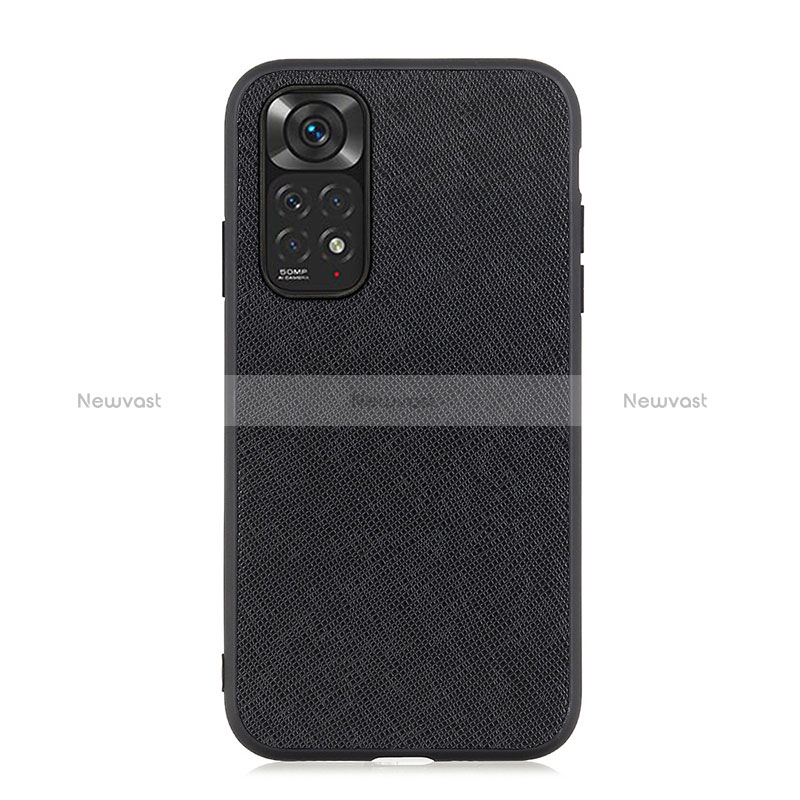 Soft Luxury Leather Snap On Case Cover B03H for Xiaomi Redmi Note 11 4G (2022) Black