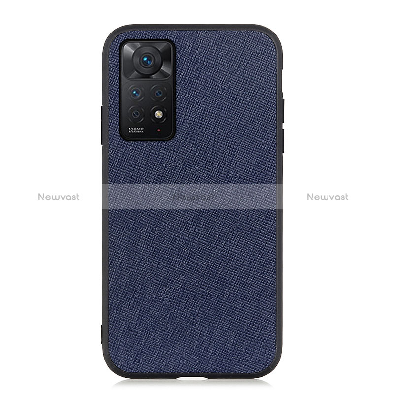 Soft Luxury Leather Snap On Case Cover B03H for Xiaomi Redmi Note 11 Pro 4G Blue