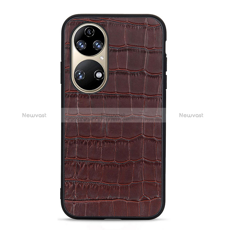 Soft Luxury Leather Snap On Case Cover B04H for Huawei P50 Pro