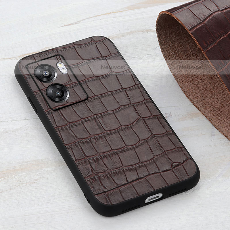 Soft Luxury Leather Snap On Case Cover B04H for OnePlus Nord N300 5G Brown