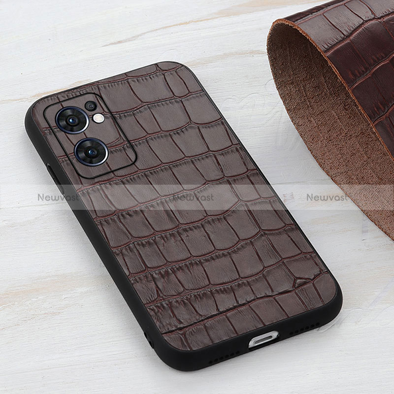 Soft Luxury Leather Snap On Case Cover B04H for Oppo Find X5 Lite 5G Brown