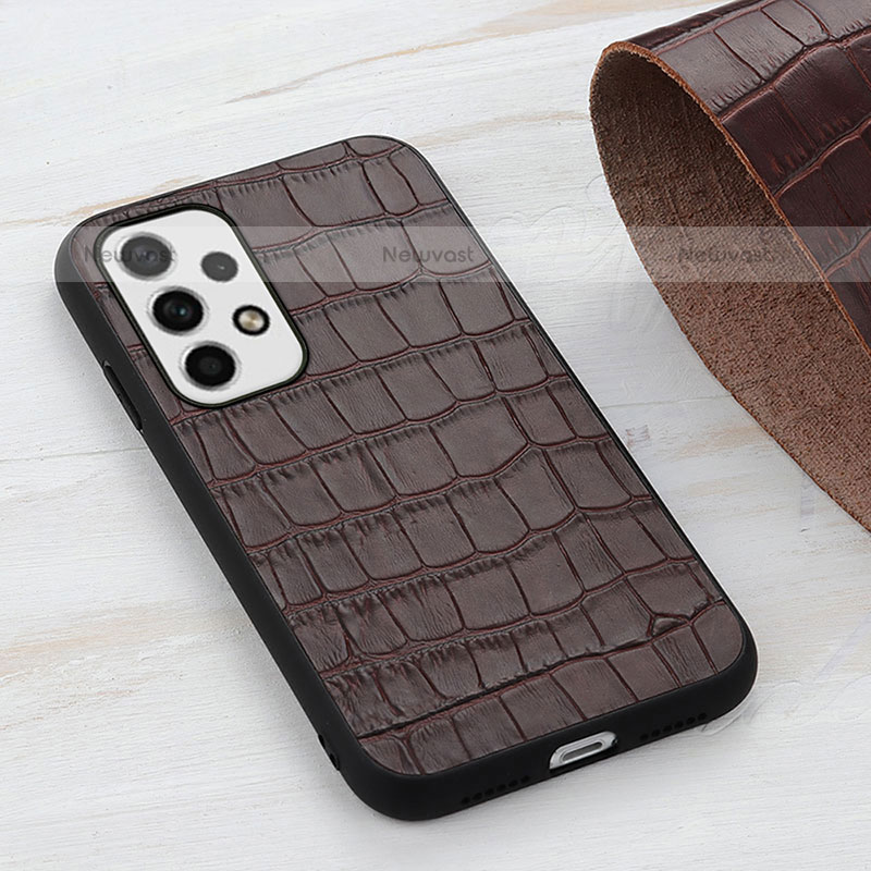Soft Luxury Leather Snap On Case Cover B04H for Samsung Galaxy A23 5G Brown