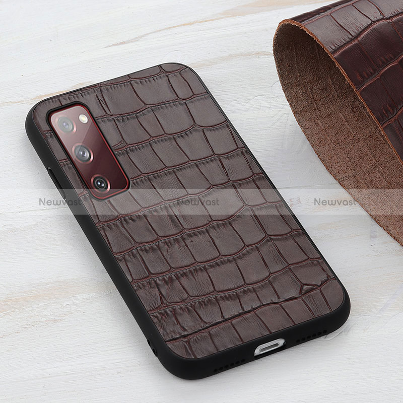 Soft Luxury Leather Snap On Case Cover B04H for Samsung Galaxy S20 FE (2022) 5G Brown