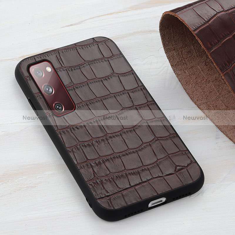 Soft Luxury Leather Snap On Case Cover B04H for Samsung Galaxy S20 FE 4G Brown