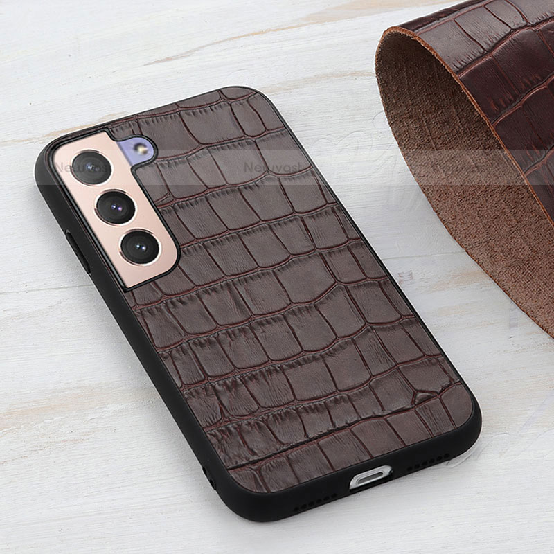 Soft Luxury Leather Snap On Case Cover B04H for Samsung Galaxy S21 5G Brown