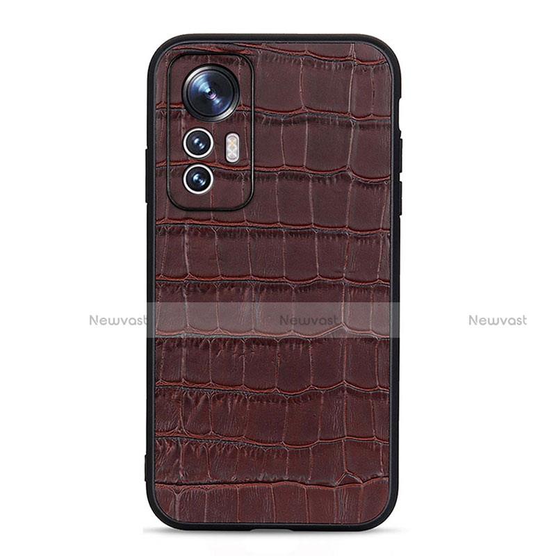 Soft Luxury Leather Snap On Case Cover B04H for Xiaomi Mi 12 5G Brown
