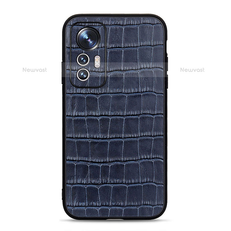 Soft Luxury Leather Snap On Case Cover B04H for Xiaomi Mi 12S 5G Blue