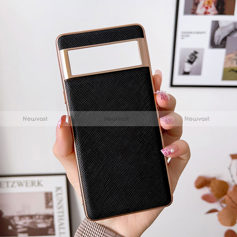 Soft Luxury Leather Snap On Case Cover B05H for Google Pixel 6 Pro 5G Black