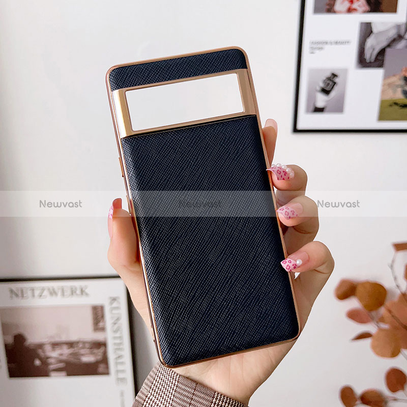 Soft Luxury Leather Snap On Case Cover B05H for Google Pixel 6a 5G Blue