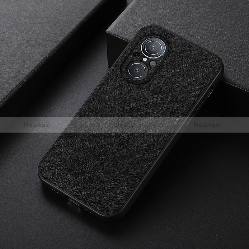 Soft Luxury Leather Snap On Case Cover B05H for Huawei Honor 50 SE 5G Black