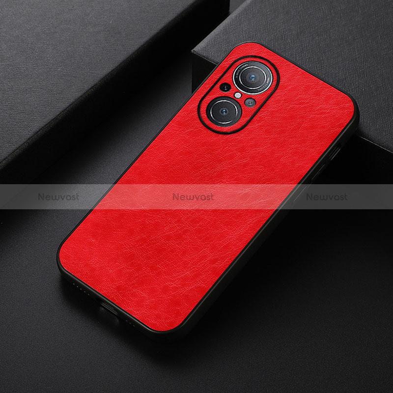 Soft Luxury Leather Snap On Case Cover B05H for Huawei Honor 50 SE 5G Red