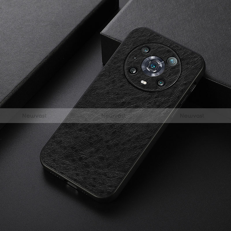 Soft Luxury Leather Snap On Case Cover B05H for Huawei Honor Magic4 Pro 5G Black