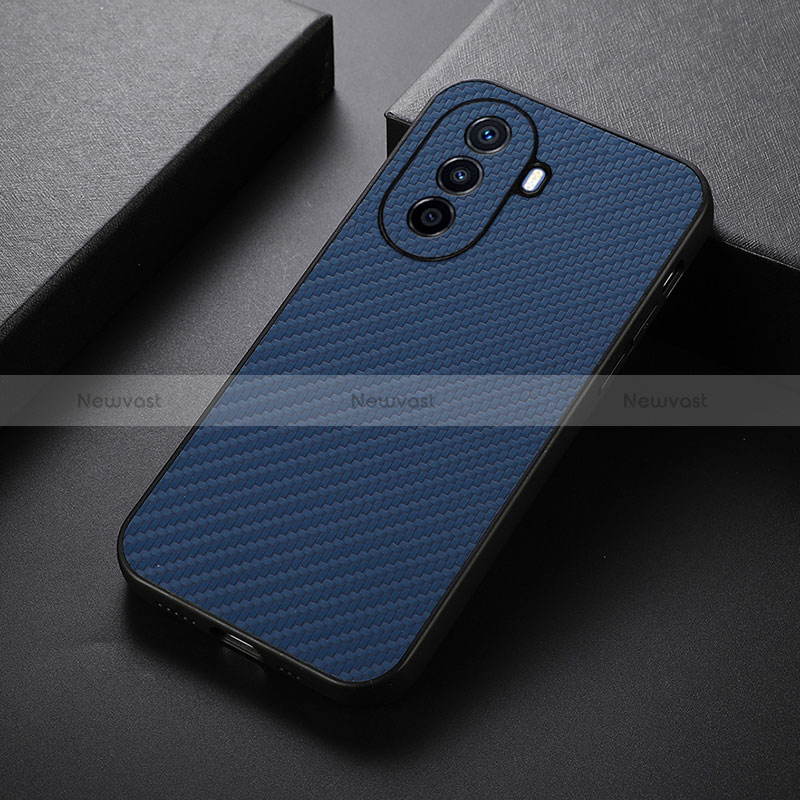 Soft Luxury Leather Snap On Case Cover B05H for Huawei Nova Y70 Plus Blue