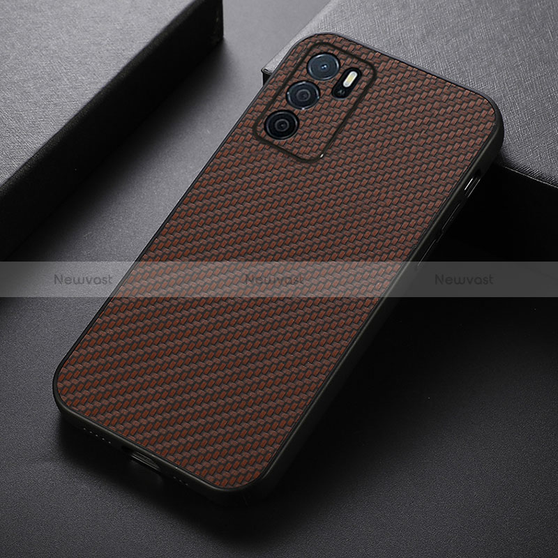 Soft Luxury Leather Snap On Case Cover B05H for Oppo A54s Brown