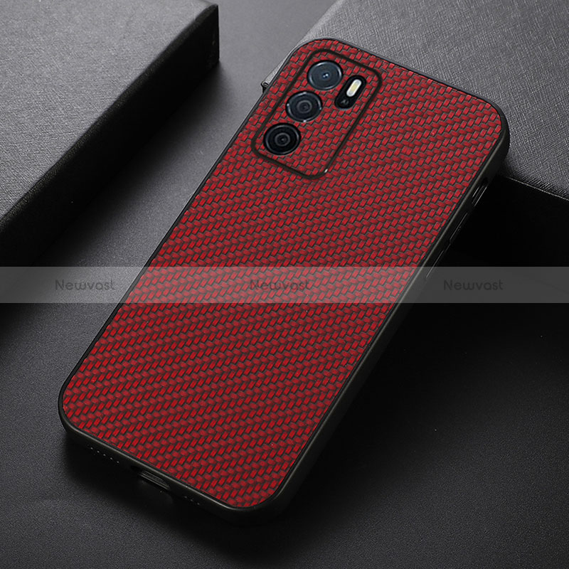 Soft Luxury Leather Snap On Case Cover B05H for Oppo A54s Red