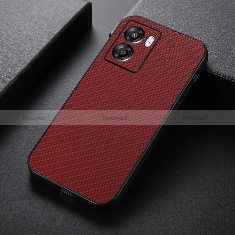 Soft Luxury Leather Snap On Case Cover B05H for Oppo A56S 5G Red