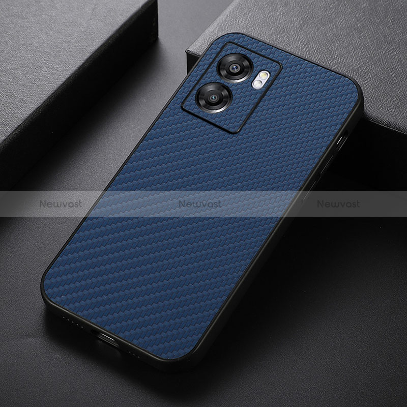 Soft Luxury Leather Snap On Case Cover B05H for Oppo A77 5G Blue