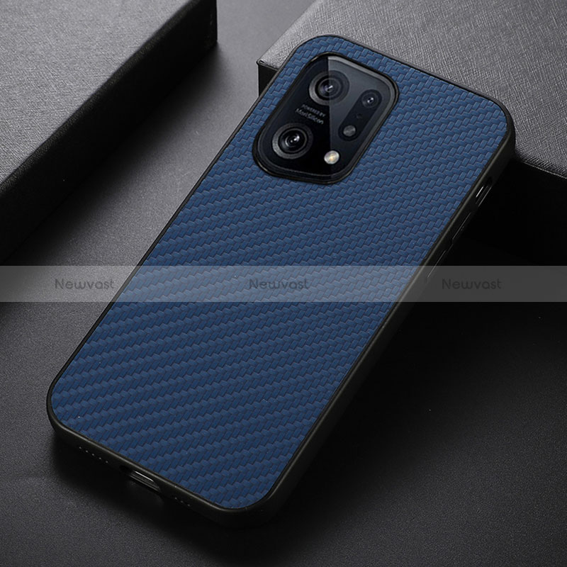 Soft Luxury Leather Snap On Case Cover B05H for Oppo Find X5 5G Blue