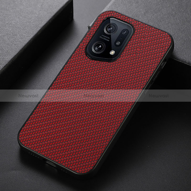 Soft Luxury Leather Snap On Case Cover B05H for Oppo Find X5 5G Red