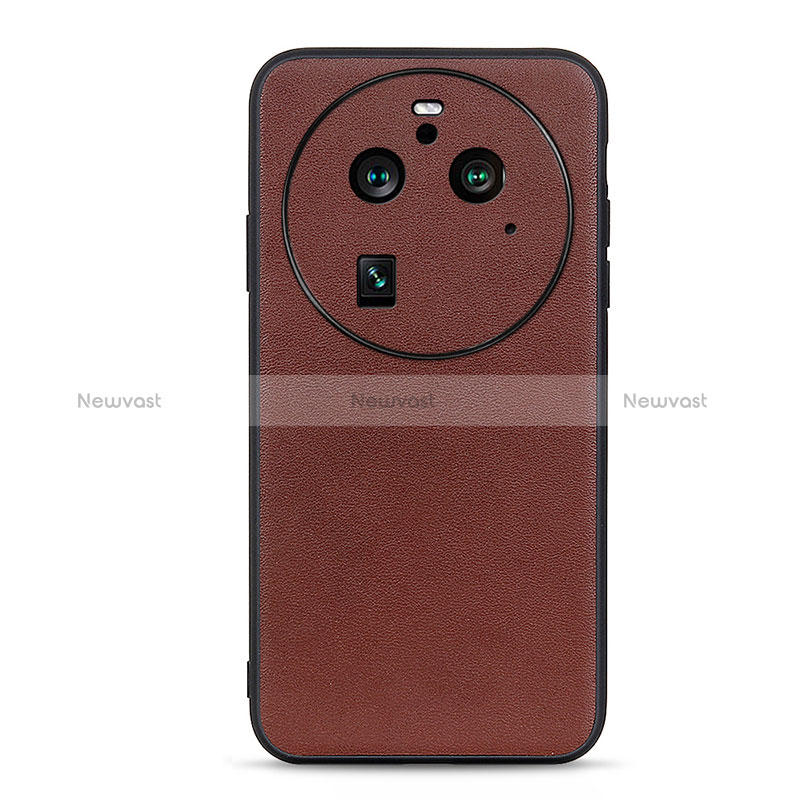 Soft Luxury Leather Snap On Case Cover B05H for Oppo Find X6 5G Brown