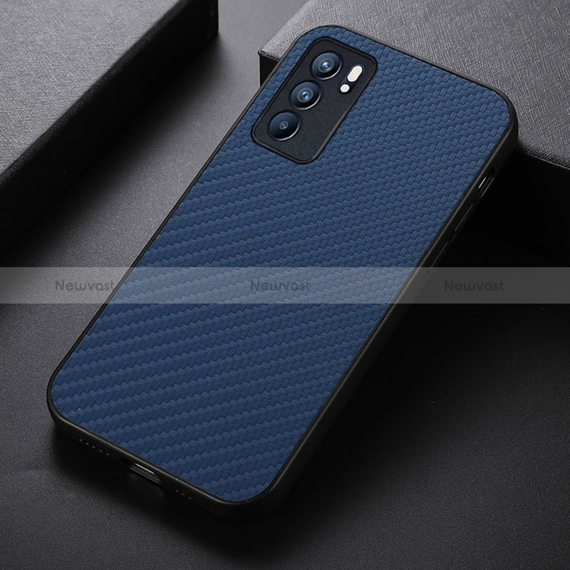 Soft Luxury Leather Snap On Case Cover B05H for Oppo Reno6 5G Blue