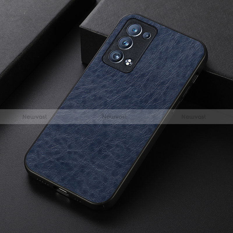 Soft Luxury Leather Snap On Case Cover B05H for Oppo Reno6 Pro 5G Blue