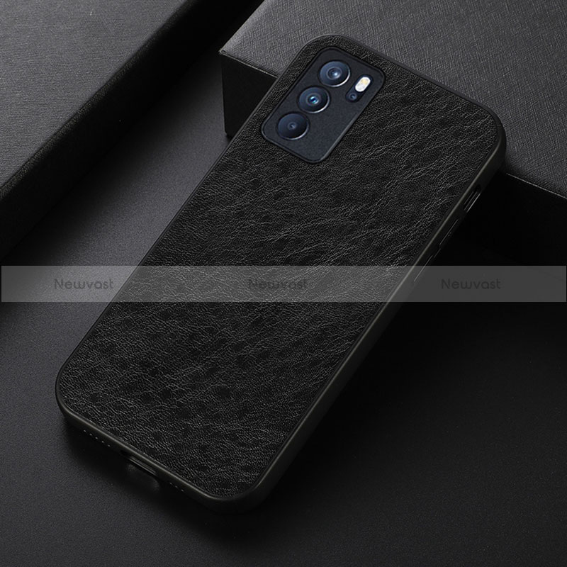 Soft Luxury Leather Snap On Case Cover B05H for Oppo Reno6 Pro 5G India Black