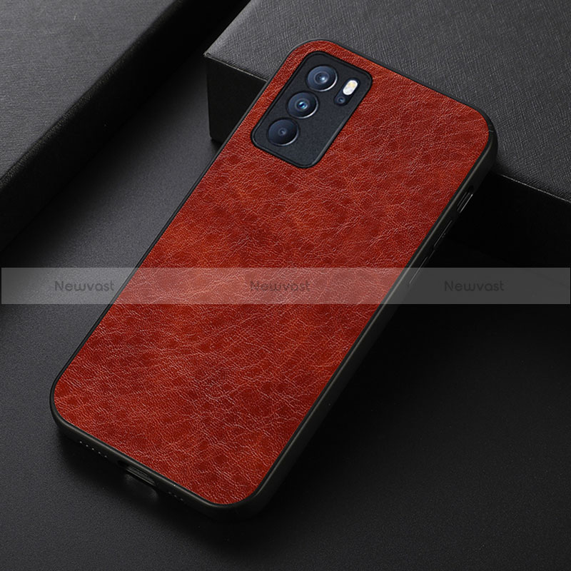 Soft Luxury Leather Snap On Case Cover B05H for Oppo Reno6 Pro 5G India Brown