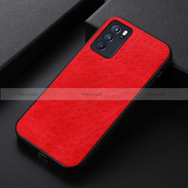 Soft Luxury Leather Snap On Case Cover B05H for Oppo Reno6 Pro 5G India Red