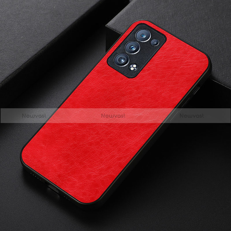 Soft Luxury Leather Snap On Case Cover B05H for Oppo Reno6 Pro+ Plus 5G Red