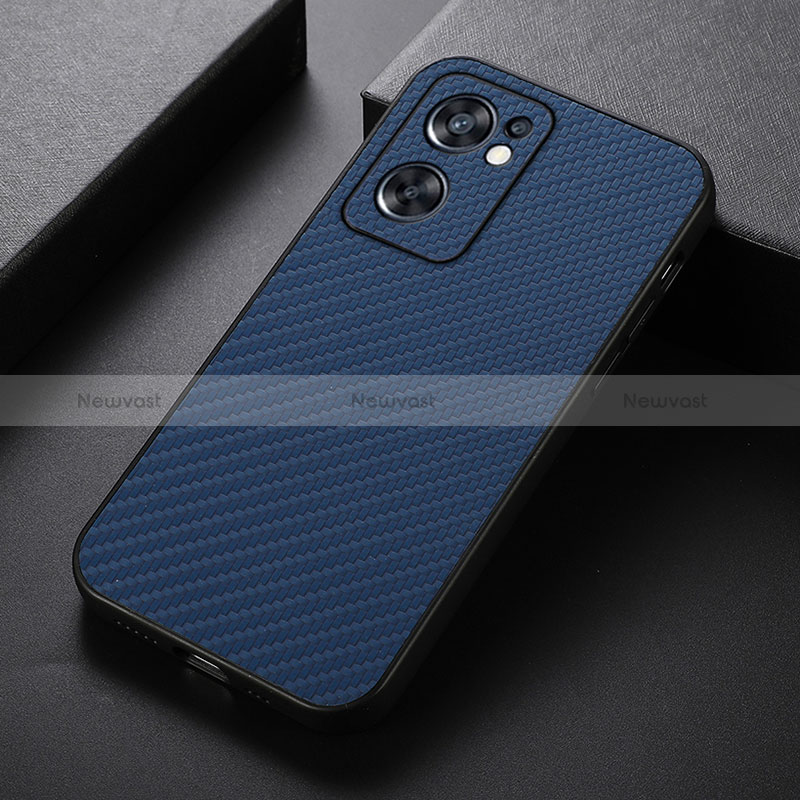 Soft Luxury Leather Snap On Case Cover B05H for Oppo Reno7 SE 5G Blue