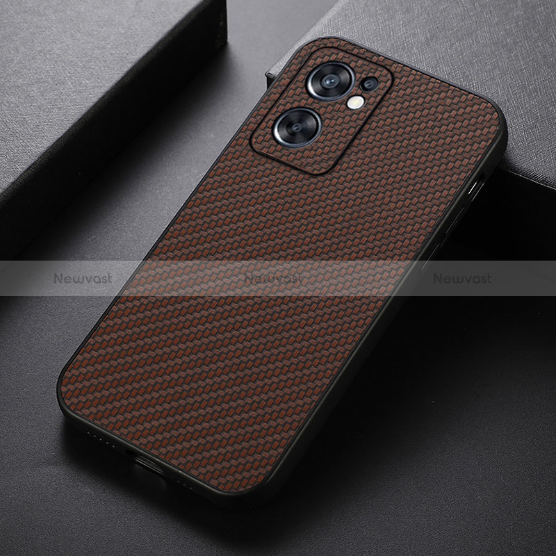 Soft Luxury Leather Snap On Case Cover B05H for Oppo Reno7 SE 5G Brown