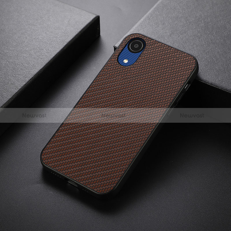 Soft Luxury Leather Snap On Case Cover B05H for Samsung Galaxy A03 Core Brown