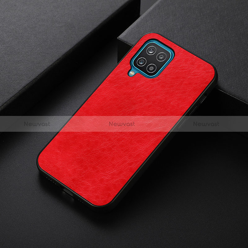 Soft Luxury Leather Snap On Case Cover B05H for Samsung Galaxy A12 5G Red