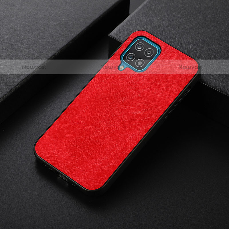 Soft Luxury Leather Snap On Case Cover B05H for Samsung Galaxy A12 Red
