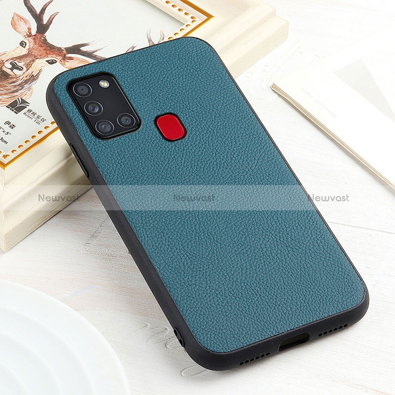 Soft Luxury Leather Snap On Case Cover B05H for Samsung Galaxy A21s Green