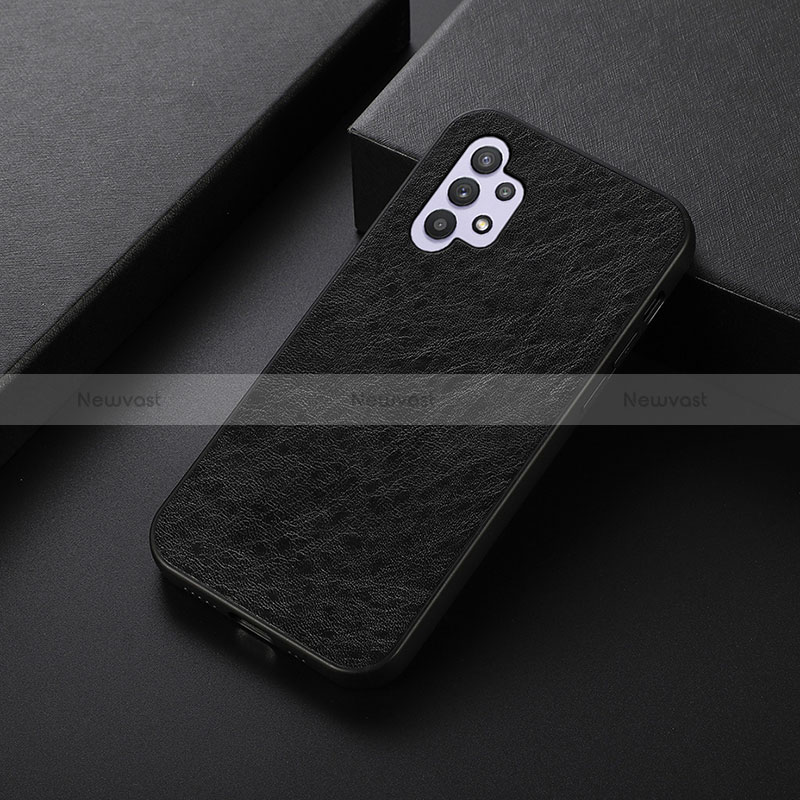 Soft Luxury Leather Snap On Case Cover B05H for Samsung Galaxy A32 4G Black