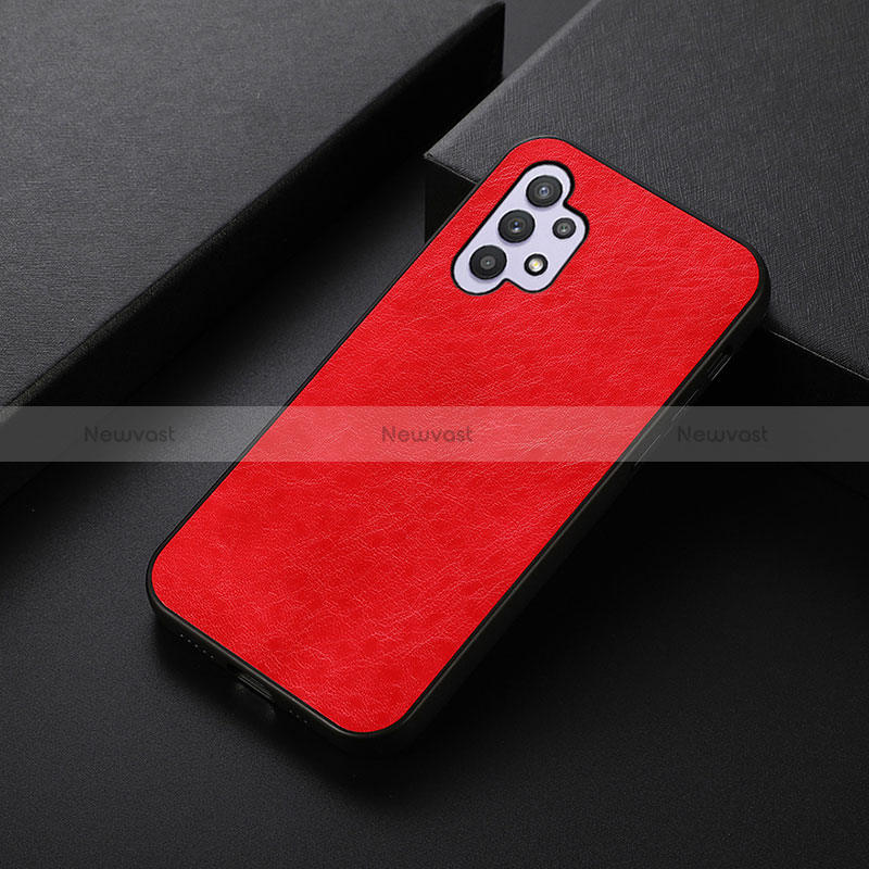 Soft Luxury Leather Snap On Case Cover B05H for Samsung Galaxy A32 4G Red