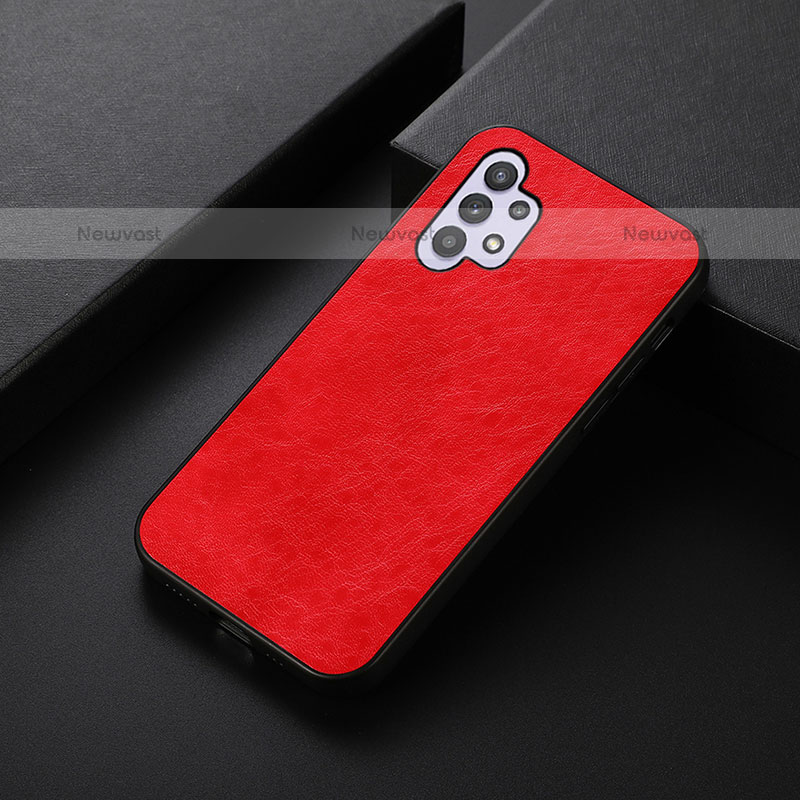 Soft Luxury Leather Snap On Case Cover B05H for Samsung Galaxy M32 5G Red