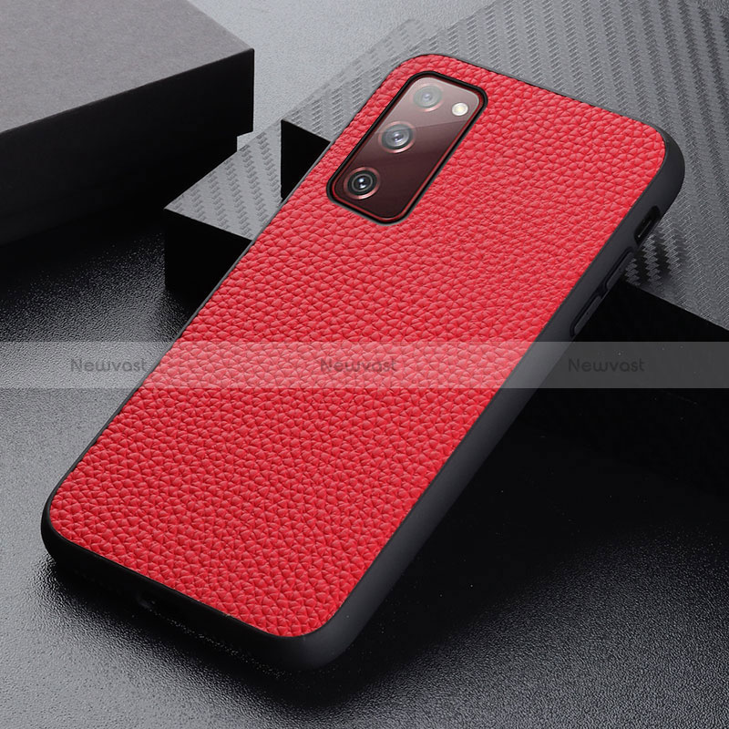 Soft Luxury Leather Snap On Case Cover B05H for Samsung Galaxy S20 FE (2022) 5G Red